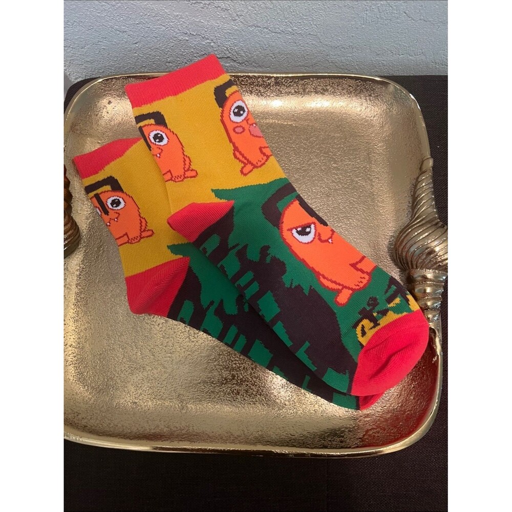 #2031**Colorful Orange Character Crew Socks - Unisexโs Novelty Socks